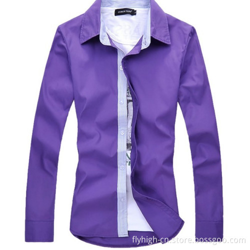 Men Leisure Long Sleeve Polo Neck Cotton T Shirt